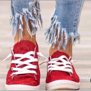 Shining Bright Red Shimmer Sneaker Size 8.5